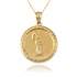 Yellow Gold Santa Muerte Medallion Pendant Necklace