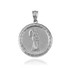 White Gold Santa Muerte Medallion Pendant Necklace