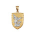 Two-Tone Yellow Gold St. Michael Shield Pendant Necklace