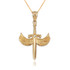 Yellow Gold Hot Wings Diamond Sword Pendant Necklace
