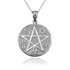 White Gold Multicultural Pentacle Medallion Pendant Necklace