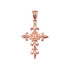Rose Gold Fleur de Lis Cross Pendant Necklace