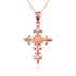Rose Gold Fleur de Lis Cross Pendant Necklace