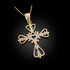 Open Heart Diamond Cross Gold Pendant Necklace