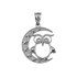White Gold Night Owl Diamond Pendant Necklace