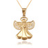 Yellow Gold Filigree Love Angel Pendant Necklace