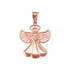 Rose Gold Filigree Love Angel Pendant Necklace