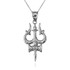 White Gold Trident of Lord Shiva Trisula Pendant Necklace