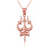 Rose Gold Trident of Lord Shiva Trisula Pendant Necklace