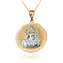 Two-Tone Yellow Gold Hindu Goddess Lakshmi (Luxmi) Coin Pendant Necklace