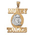 Two-Tone Yellow Gold MONEY TALKS Benjamin Franklin Hip-Hop Pendant