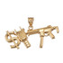 Yellow Gold Dollar Plug Gun Hip Hop Pendant Necklace