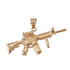 Yellow Gold Assault Rifle Gun Pendant Necklace