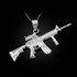 White Gold Assault Rifle Gun Pendant Necklace