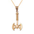 Yellow Gold Viking Tomahawk Axe Pendant Necklace
