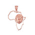 Rose Gold Africa Map Lion Pendant Necklace