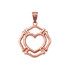 Rose Gold Firefighter Heart Pendant Necklace
