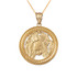 Yellow Gold Zodiac Medallion Satin DC Pendant Necklace