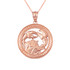 Rose Gold Zodiac Medallion Satin DC Pendant Necklace
