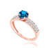 Blue Topaz Gemstone Rose Gold Diamond Pave Engagement Ring