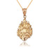 Flaming Skull Yellow Gold Pendant Necklace