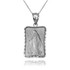 White Gold Virgin Mary Miraculous Satin DC Pendant Necklace