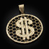 Gold Dollar Sign Round DC Honeycomb Pendant