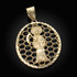 Gold Santa Muerte Oval DC Honeycomb Pendant