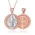 Gold Saint Benedict Medal Reversible Pendant Necklace