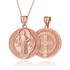 Gold Saint Benedict Medal Reversible Pendant Necklace
