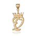 Yellow Gold Cursive Crown Letter Initial Pendant Necklace