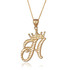 Yellow Gold Cursive Crown Letter Initial Pendant Necklace