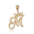 Yellow Gold Cursive Crown Letter Initial Pendant Necklace