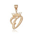 Yellow Gold Cursive Crown Letter Initial Pendant Necklace