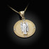 Solid Gold Archangel Saint Gabriel Diamond Medallion Pendant Necklace 1.02"