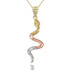 Tri Tone Gold Snake Pendant Necklace