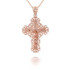 Two Tone Gold Crucifix Filigree Pendant Necklace