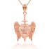 Gold 3D Saint Michael Sword and Shield "Quis ut Deus" Pendant Necklace