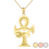 Gold Egyptian Eye of Horus Ankh Cross in Pendant Necklace