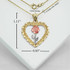 Tri-tone Gold Heart Rose Pendant Necklace