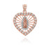 Tri-Tone Gold Our Lady Of Guadalupe Heart With CZ Pendant Necklace