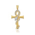 Satin Gold Egyptian Ankh DC Coiled Snake Medium Pendant