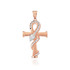 Satin Rose Gold Egyptian Ankh DC Coiled Snake Pendant (2 sizes)