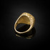 Gold Aztec Mayan Sun Calendar Sparkle-cut Signet Ring