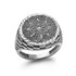 Gold Aztec Mayan Sun Calendar Sparkle-cut Signet Ring