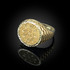 Gold Aztec Mayan Sun Calendar Sparkle-cut Signet Ring
