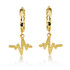 Yellow Gold Heartbeat Pulse Milgrain Cuban Link Huggie Earrings