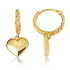 Yellow Gold Heart Shape Love Cuban Link Huggie Earrings