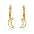 Yellow Gold Crescent Moon Cuban Link Huggie Earrings