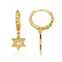 Yellow Gold Jewish Chai Star Of David Cuban Link Huggie Earrings